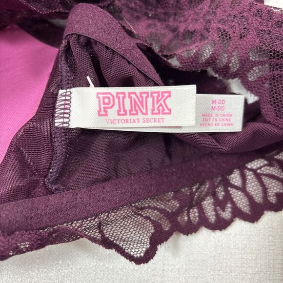 Victorias Secret‎ PINK M-DD Burgundy Push Up Padded Lace UW Bralette Bra - Picture 10 of 12